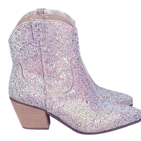Women's New Sparkling Rhinestone Shayne Western style ankle boot WOMENS size 8.5 - Picture 5 of 13